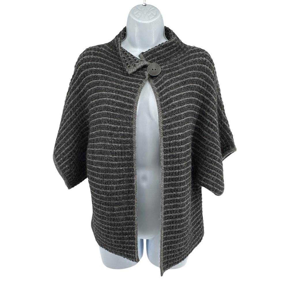 Indigenous Alpaca Hand Made One Weave Cardigan Women S/M Gray Striped Boho